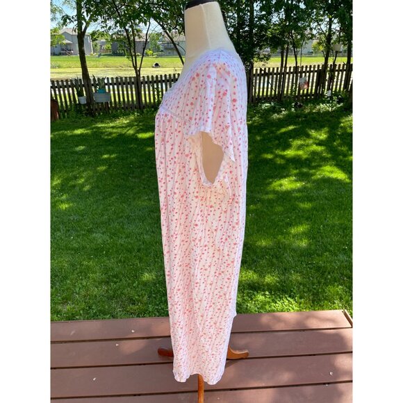 Vintage-Inspired Pink Floral Cotton Nightgown 3X Villager Woman By Liz Claiborne - Picture 3 of 7